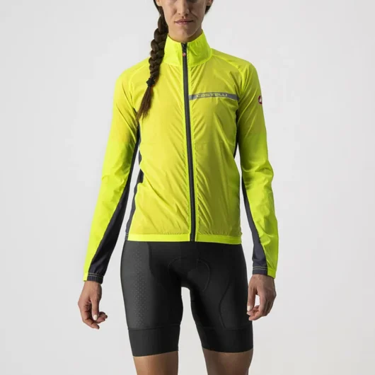 Castelli Squadra Stretch Women's LS Road Jacket Yellow Fluo/ Grey