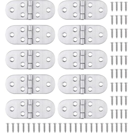 Ccykxa - 10 Stainless Steel Hinge and Screws, Easy and Strong Assembly, for Folding Table, Cupboard Door, Hatch, Boat/House Window