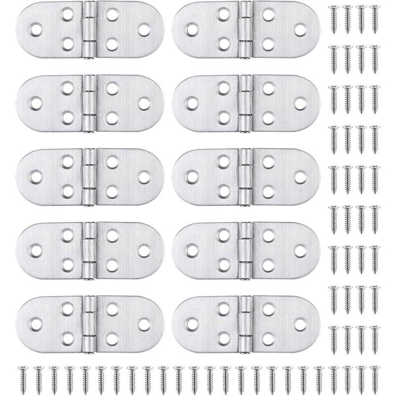 Ccykxa - 10 Stainless Steel Hinge and Screws, Easy and Strong Assembly, for Folding Table, Cupboard Door, Hatch, Boat/House Window