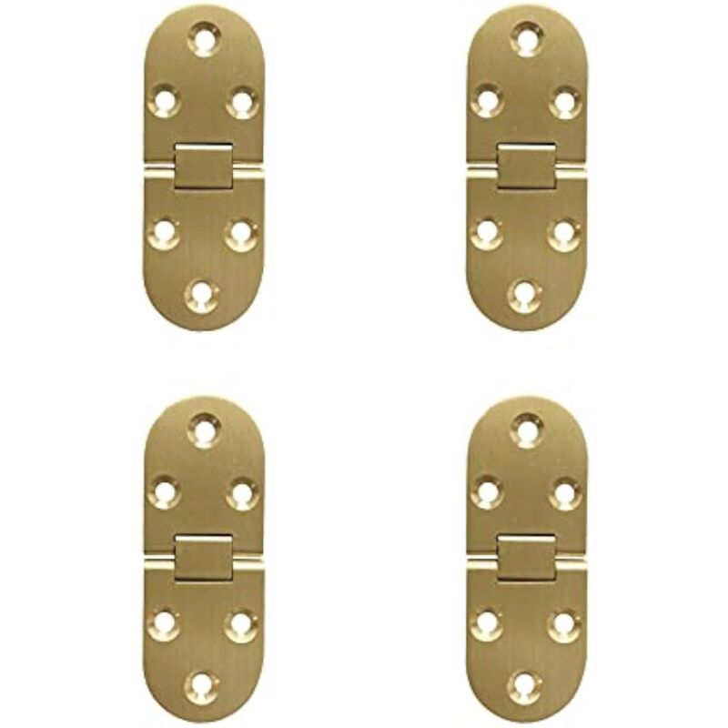 Ccykxa - 180 Degree Flip Hinges Brass Round Edge with Screws Hinge for Folding Table Furniture Cabinet Doors Wooden Box Anti Rust Copper Polishing
