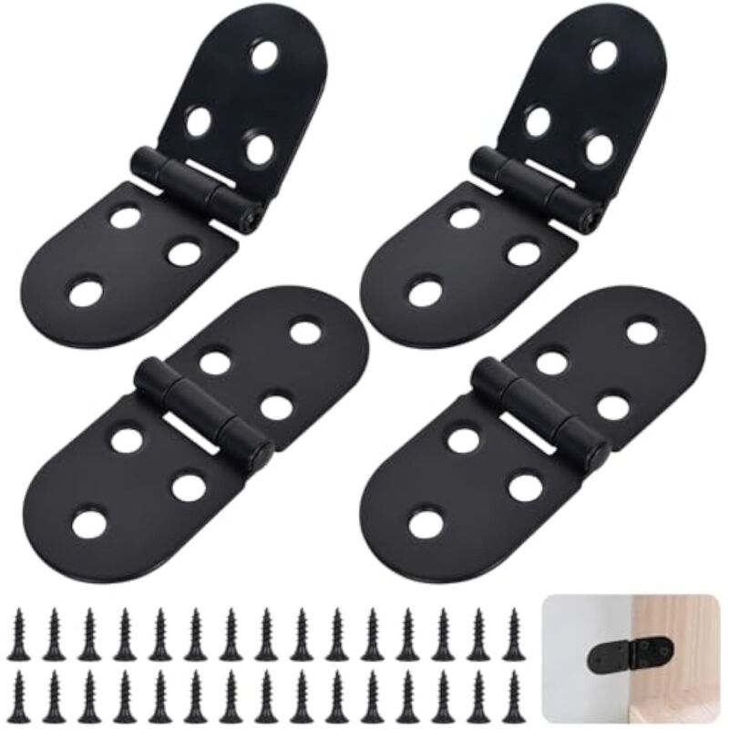 Ccykxa - 4Pcs Flat Folding Door Hinge Folding Door Hinges 180 Degree Folding Cabinet Door Hinge Stainless Steel Hinge and Screws Folding Door Hinges