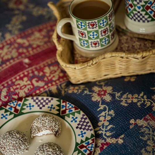 Christmas Quilt Medium Dinner Plate, 8.5 Inch - Unique Handmade & Hand Decorated English Earthenware British-Made Pottery Plates | Emma Bridgewater