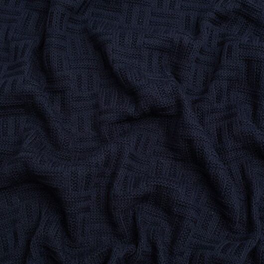 Chunky Cotton Sweater Knit Stretch Fabric Navy Blue