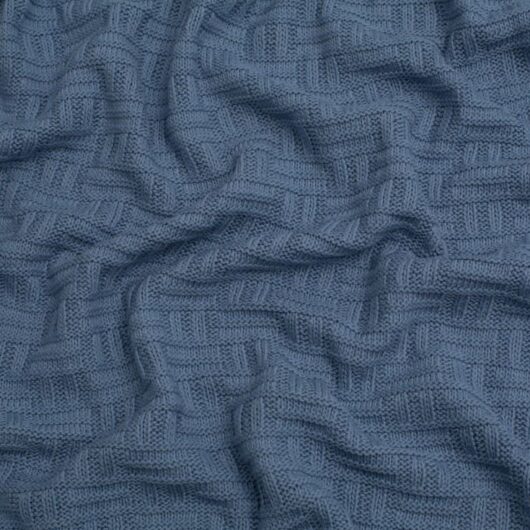 Chunky Cotton Sweater Knit Stretch Fabric Soft Blue