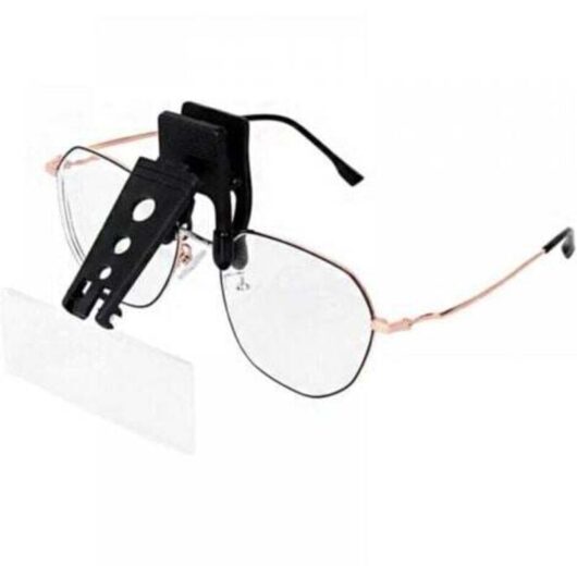 Clip-on magnifying glass for glasses with 3 interchangeable lenses, hands-free clip-on and fold-down, 1.5 x 2.5 x 3.5 x, for reading, sewing,