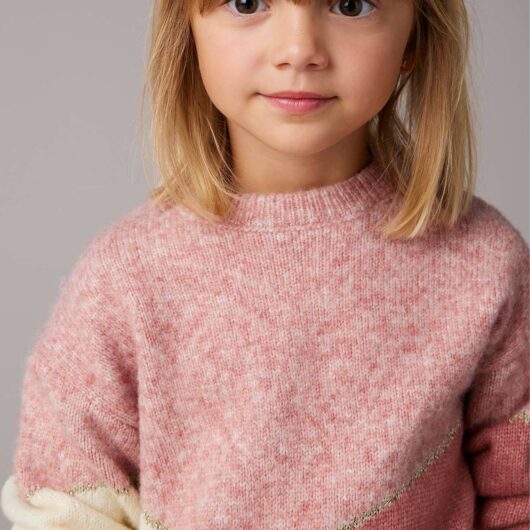 Colourblock Jumper for Girls rosy