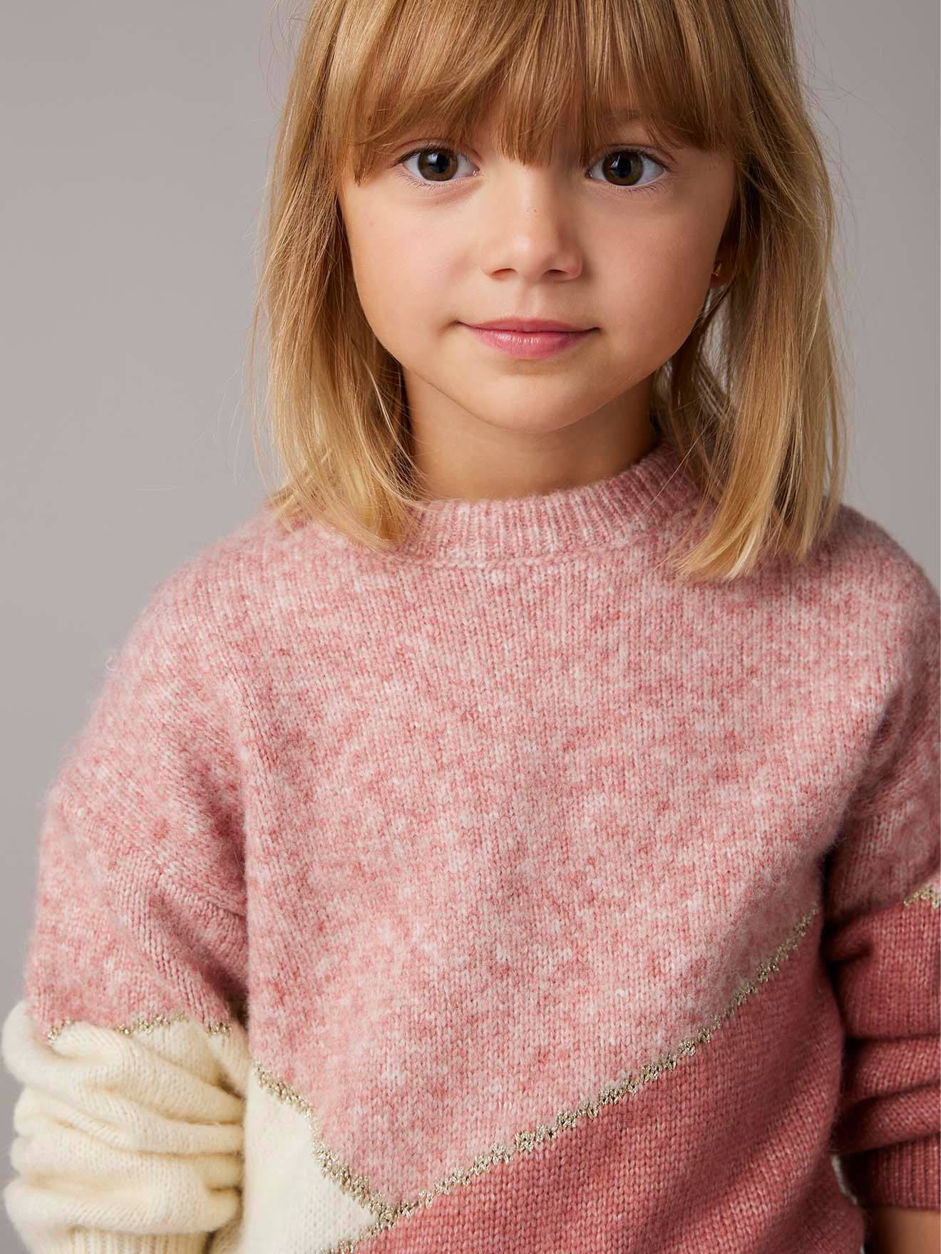 Colourblock Jumper for Girls rosy
