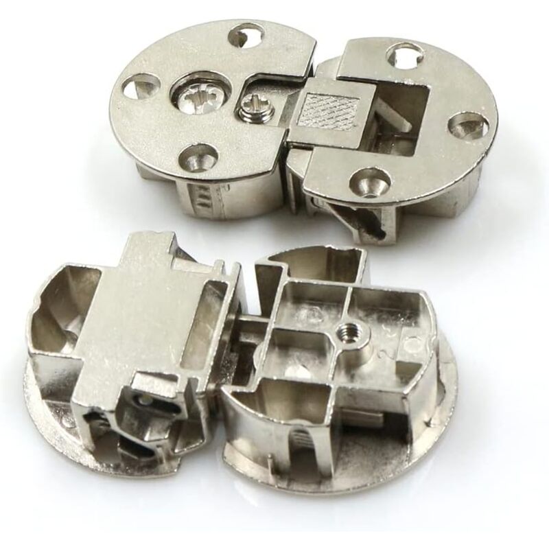 Csparkv - 2pcs 3D Adjustable Flap Hinge Furniture Fitting 90 Degree, for Wooden Flaps, Screw-on Furniture Hinge, Nickel-Plated Steel - Hinge for