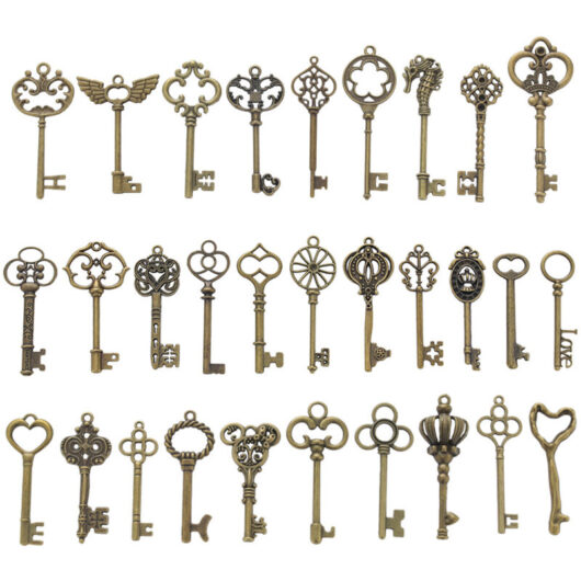 Csparkv - 30pcs Large Antique Bronze Skeleton Keys Rustic Key for Wedding Favor Decoration,Necklace Pendants