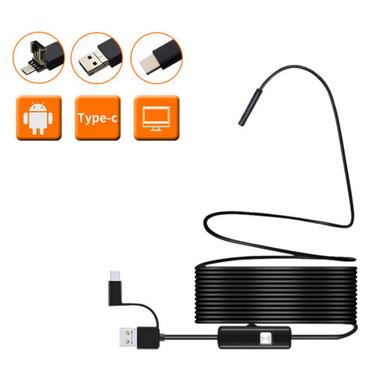 Csparkv - 5M)Endoscope Snake Inspection Camera, Type c Borescope, Scope Camera with 6 led Lights for Android Smartphone and pc, Samsung