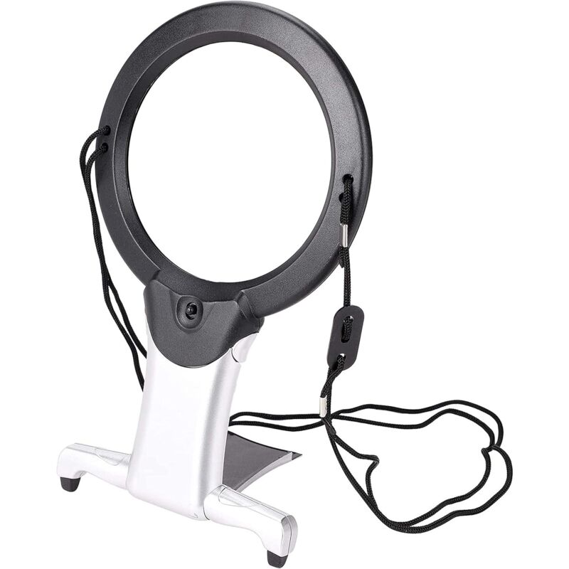 Csparkv - Magnifying Glass with Light and Stand 22.2 x 13.5 x 2 cm, 6X Magnifying Glass with Light, Hands Free Magnifying Glass with Stand, Large