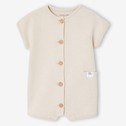 Customisable honeycomb knit sleepsuit clay beige
