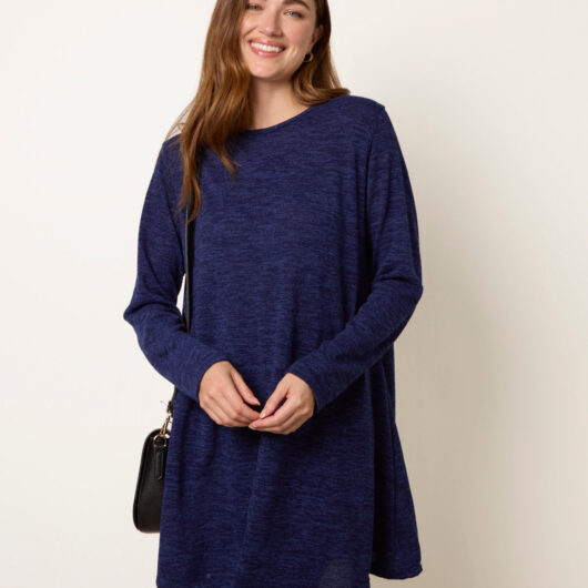 Cut And Sew Knitted Swing Dress - S/M / NAVY