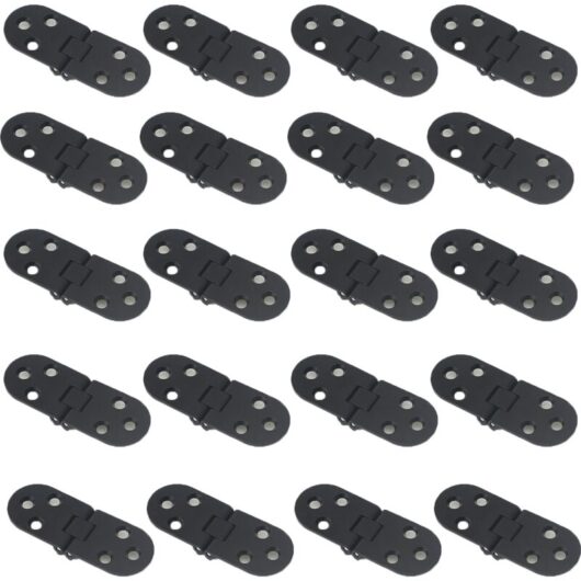 Cyslmuk - 10pcs Folding Table Hinges Zinc Alloy Cabinet Door Hinges, Black, Round Edge Furniture Door Hinges with Screws, Suitable for Tables, Office