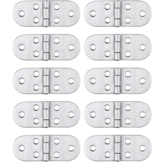 Cyslmuk - 10pcs Stainless Steel Hinges, Simple and Sturdy to Assemble, Suitable for Folding Tables, Cabinet Doors and Home Windows