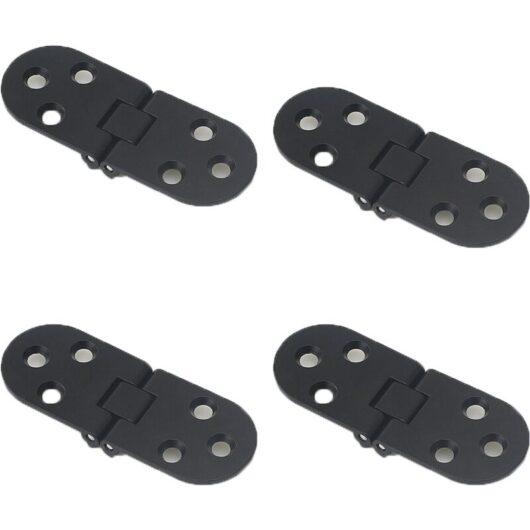 Cyslmuk - 4pcs Folding Table Hinges Zinc Alloy Cabinet Door Hinges, Black, Round Edge Furniture Door Hinges with Screws, Suitable for Tables, Office