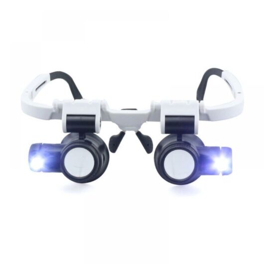 Cyslmuk - Adjustable Head Mount Magnifying Glass with led Light 8X 15X 23X Binocular Glasses Hands Free Magnifier for Reading, Magnifying Glass,