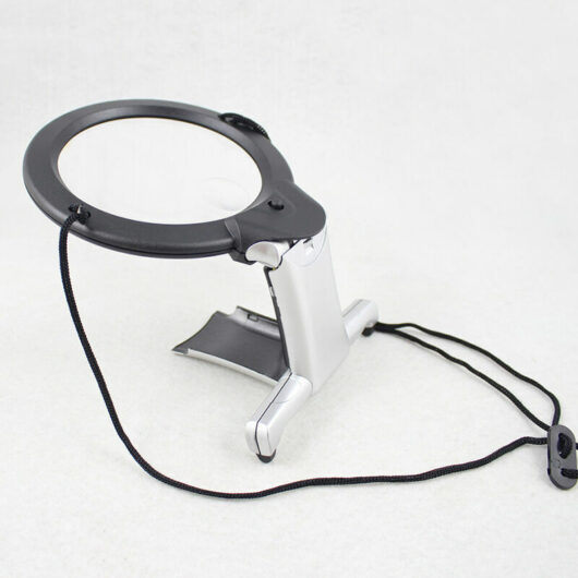 Dewdat - Magnifying Glass with Light and Stand, 6X Magnifying Glass with Light,Hands Free Magnifying Glass with Stand