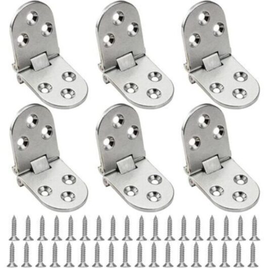 Door Hinge, 6 Pieces 180 Degree Folding Hinge, Invisible Hinge, Flat Hinge, Flip Top Hinge with Screws, for Folding Table, Cabinet, Wooden Box, Doors