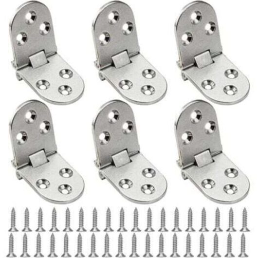 Door Hinge, 6 Pieces 180 Degree Folding Hinge, Invisible Hinge, Flat Hinge, Flip Top Hinge with Screws, for Folding Table, Cabinet, Wooden Crate,