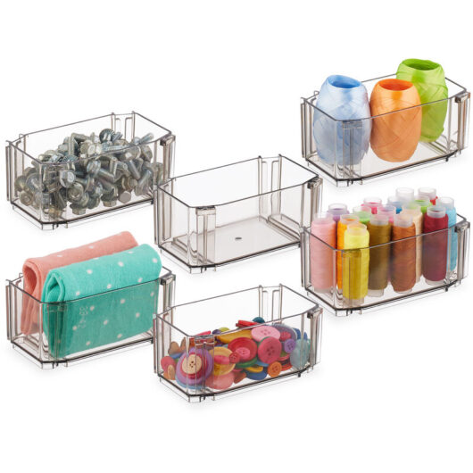 Drawer Organiser System, 6-Piece, Storage for Underwear, Socks, Make-up, Plastic, 5.5 x 12 x 7 cm, Transparent - Relaxdays