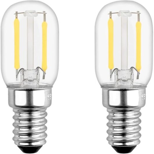 E14 2W LED Refrigerator Light Bulb, T22, Equivalent to 15W E14 Incandescent Bulb, Warm White 2700K, 230V, Small E14 LED Refrigerator Light Bulb/Salt