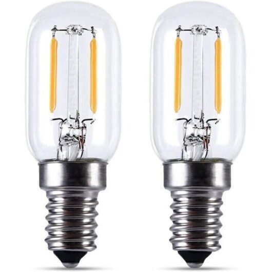 E14 LED Bulbs - 2W LED bulbs for refrigerators, T22 base, 200 lm, equivalent to a 15W incandescent bulb, warm white (2700K), 230V, compatible with