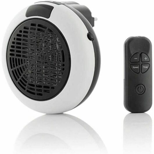 Electric Wall-Mounted Fan Heater - Plug-in Heater with Thermostat and Timer - Plug-in Heater with Remote Control, Living Room, Bedroom, Office