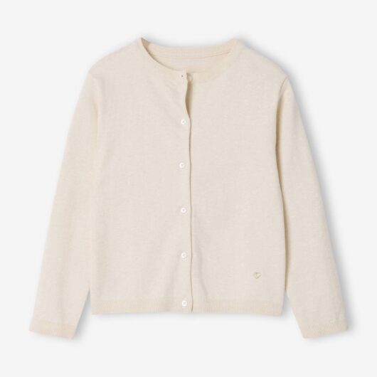 Fine Knit Basics Cardigan for Girls marl beige