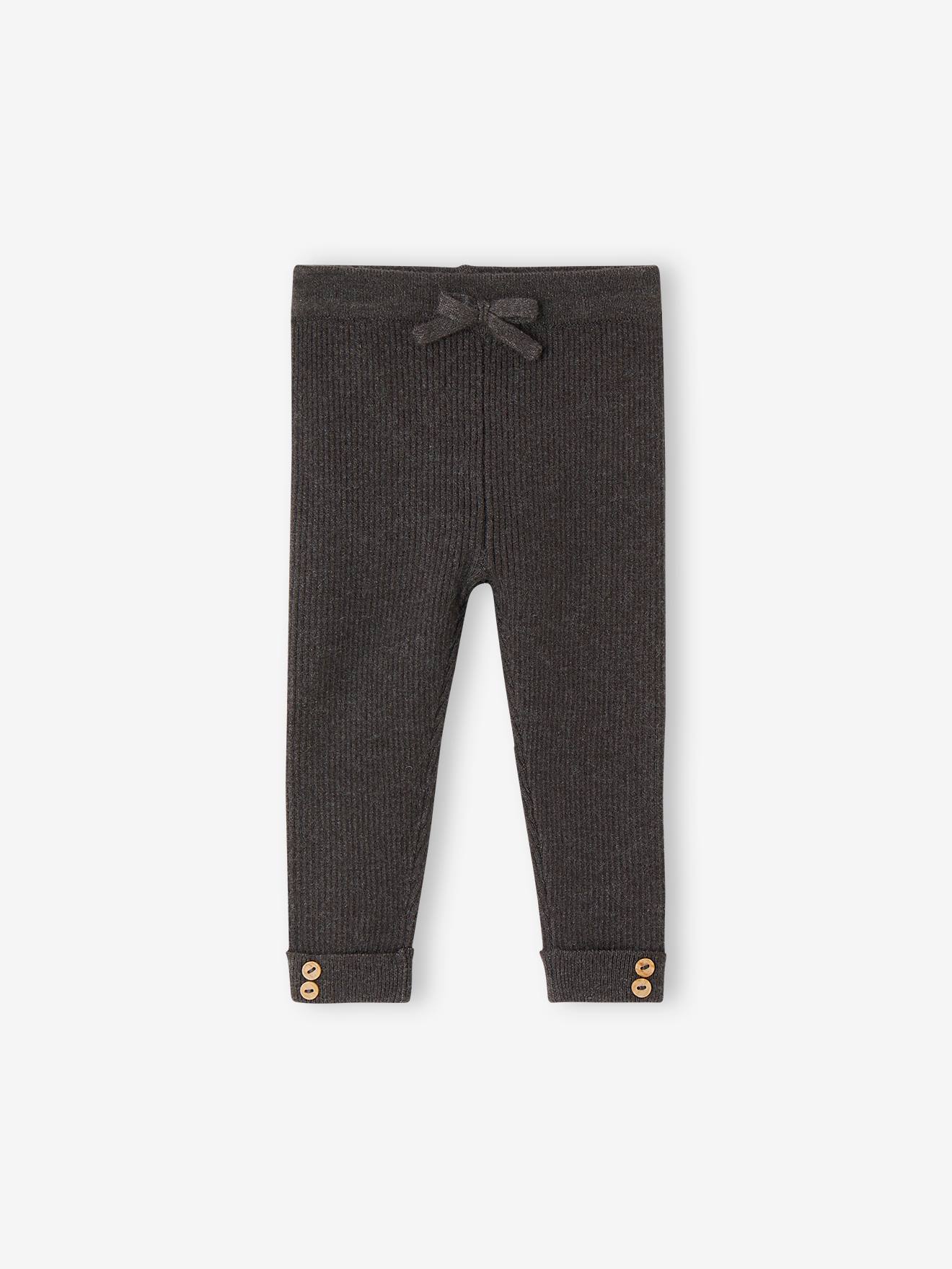 Fine Knit Leggings for Babies grey green