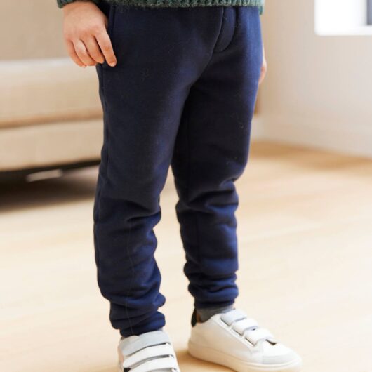Fleece Joggers with Sherpa Lining for Boys navy blue