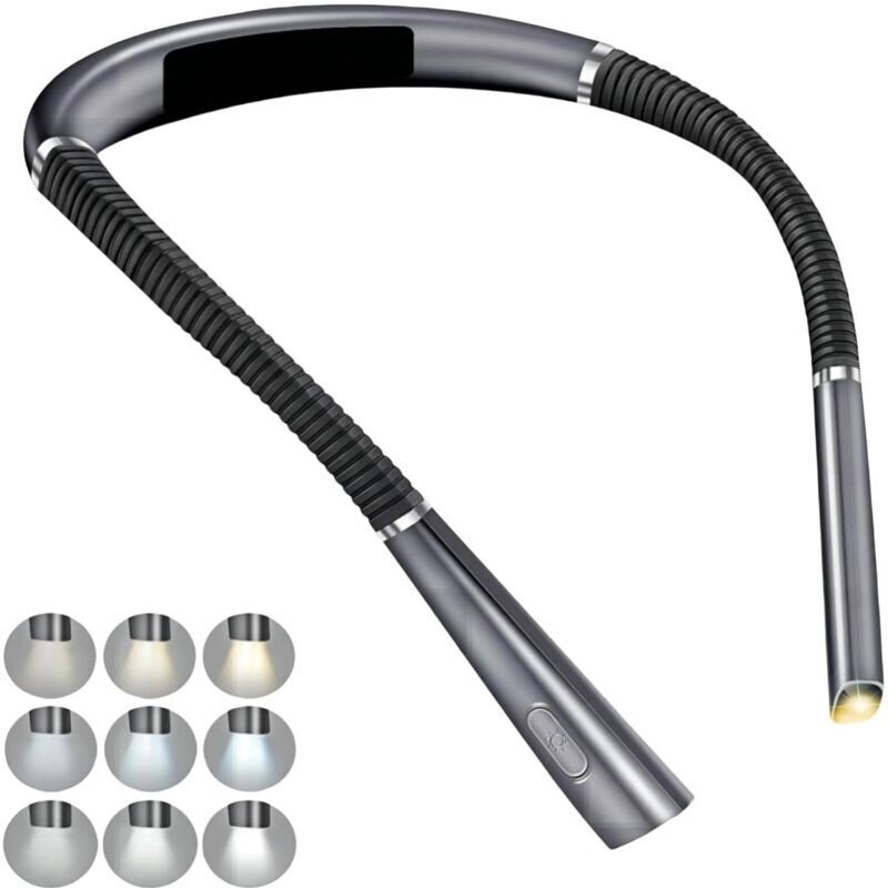 Flexible Reading Lamp - Rechargeable Reading Lamp with 3 Colors and 3 Brightness Levels, Foldable Arms and Extended Battery Life, for Reading,