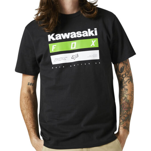 Fox Racing Kawasaki Stripes Short Sleeve Premium T-Shirt - Black / S