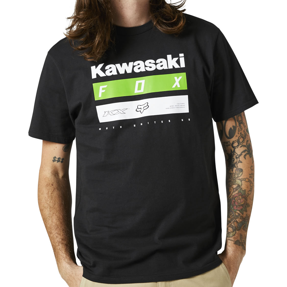 Fox Racing Kawasaki Stripes Short Sleeve Premium T-Shirt - Black / S