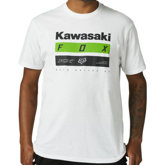 Fox Racing Kawasaki Stripes Short Sleeve Premium T-Shirt - Optic White / S