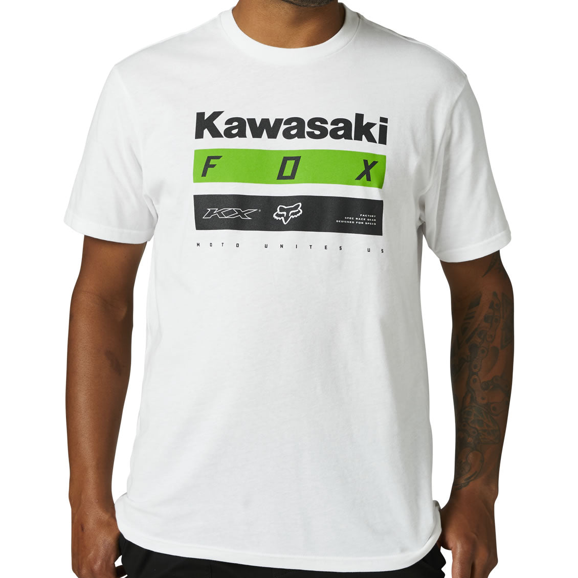 Fox Racing Kawasaki Stripes Short Sleeve Premium T-Shirt - Optic White / S