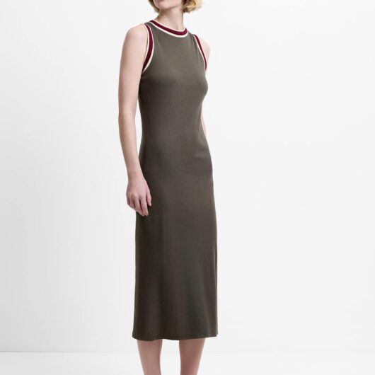 French Connection Jersey Knitted Midi Dress Khaki Mix