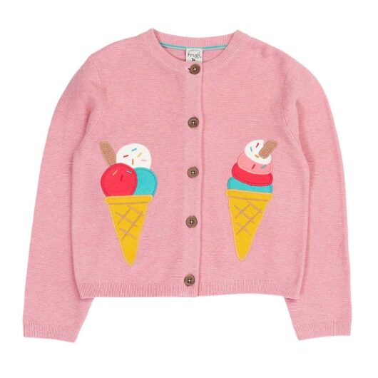 Frugi Pure Cotton Knitted Ice Cream Cardigan (1-10 Years) Pink