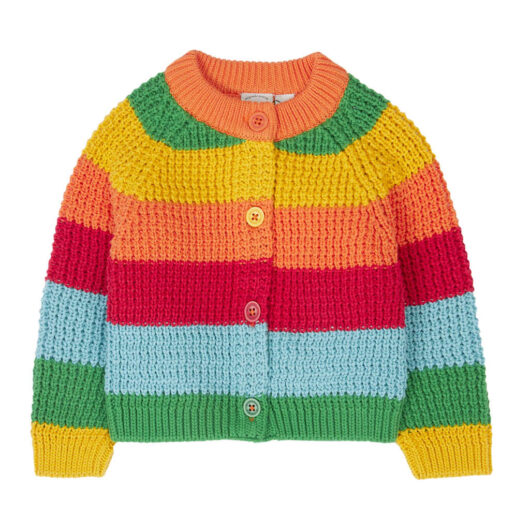 Frugi Pure Cotton Striped Knitted Cardigan (0-5 Yrs) Blue Mix
