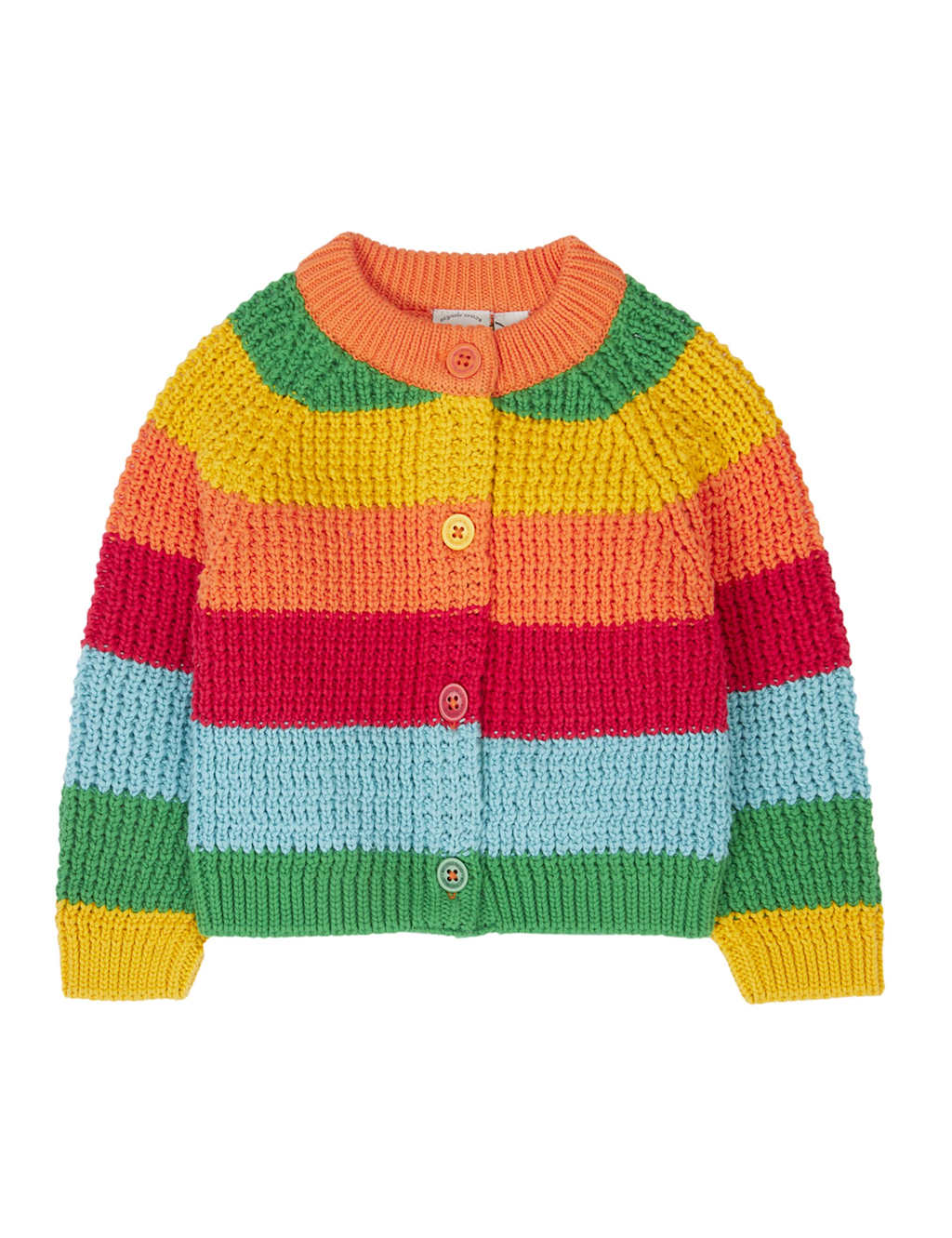 Frugi Pure Cotton Striped Knitted Cardigan (0-5 Yrs) Blue Mix