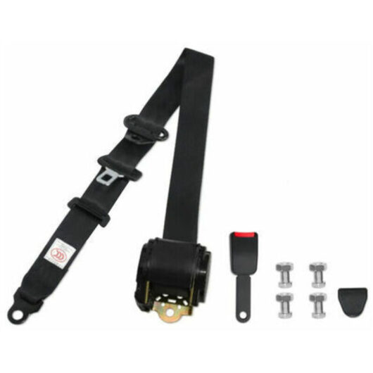 Gotrays - 1pcs Universal 3 Point Retractable Safety Belt for Bus Cars Black & 1pcs