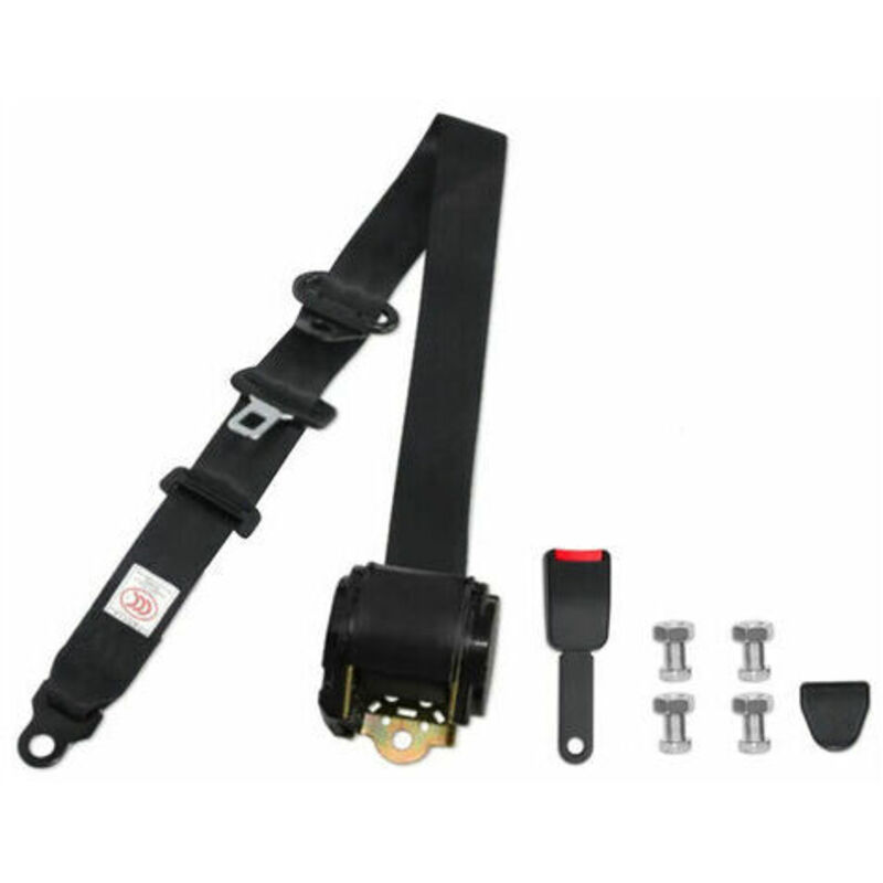 Gotrays - 1pcs Universal 3 Point Retractable Safety Belt for Bus Cars Black & 1pcs