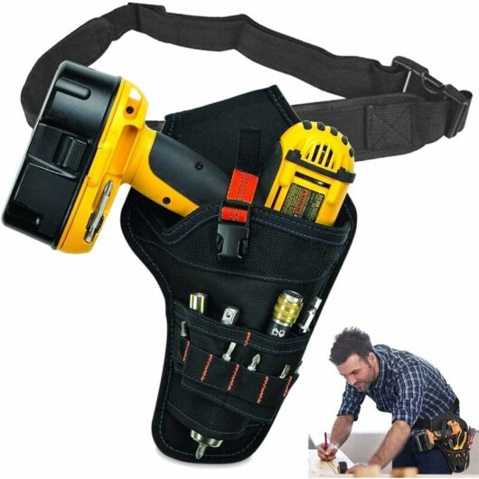 Gotrays - Tool Bag with Belt, Tool Holder Bag for Electric Drill, Tool Holster Case with Adjustable Tool Belt for Electrician, Carpenter Technician,