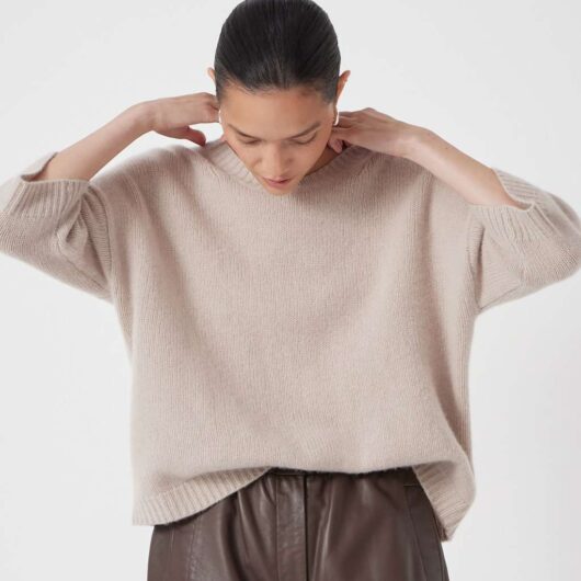 HUSH Pure Cashmere Chunky Jumper Cream