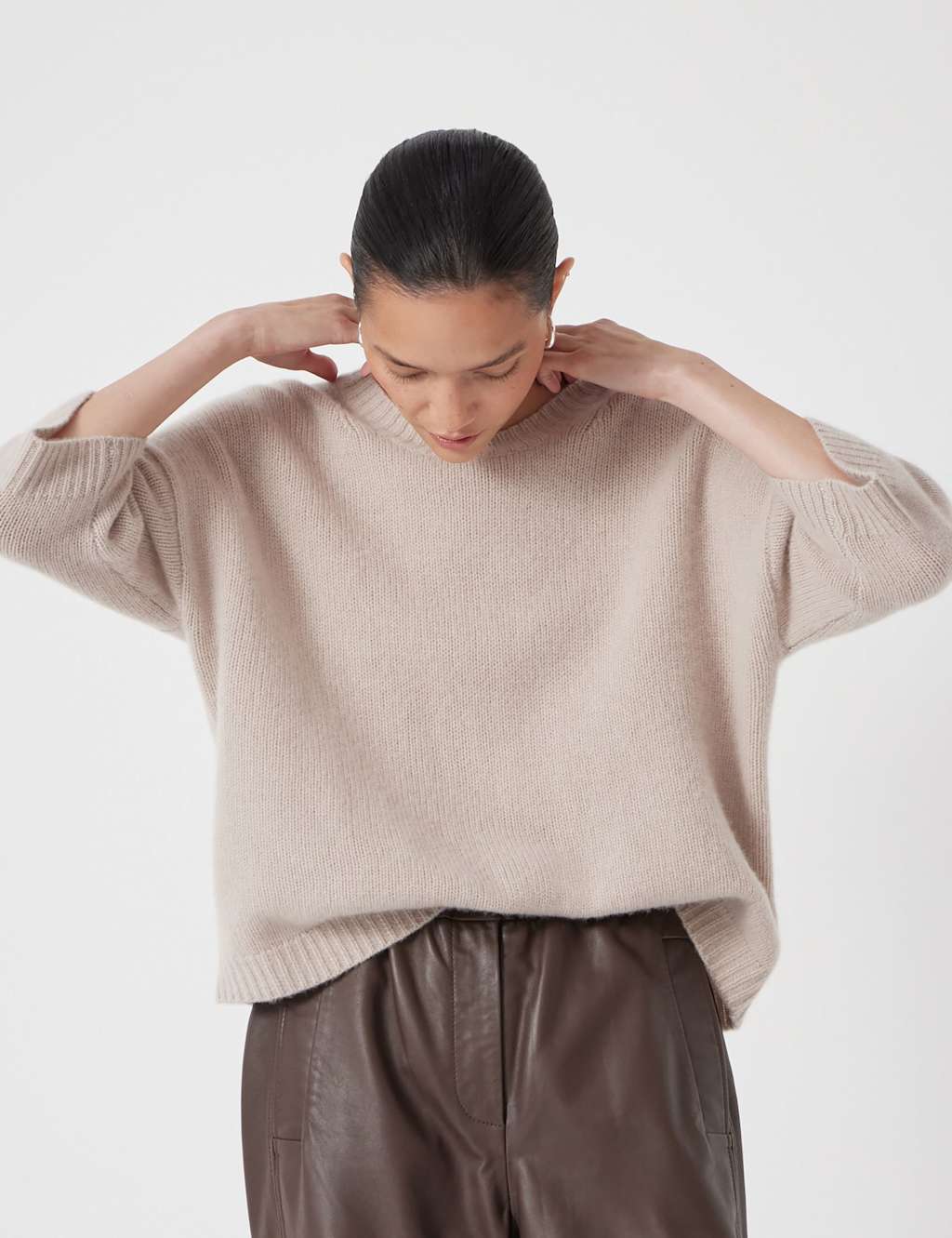 HUSH Pure Cashmere Chunky Jumper Cream
