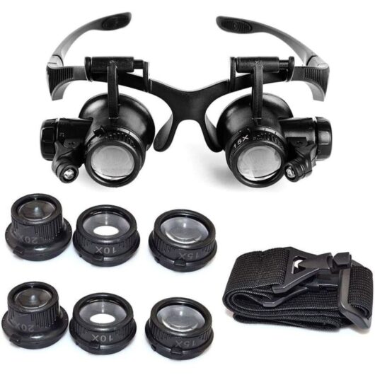 Headband Magnifier Headlamp Magnifier Magnifying Glasses LED Lighting 10x, 15x, 20x and 25x Magnifications