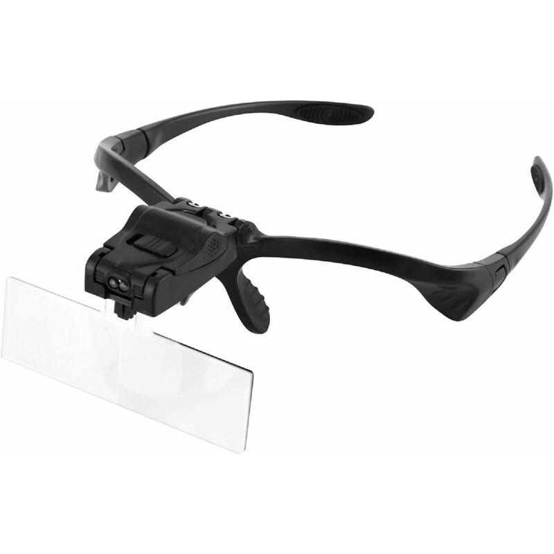 Headband Magnifier with led Light, Handsfree Reading Head Mount Magnifier Glasses with 5 Detachable Lenses for Reading, Jewelry Loupe, Watch &