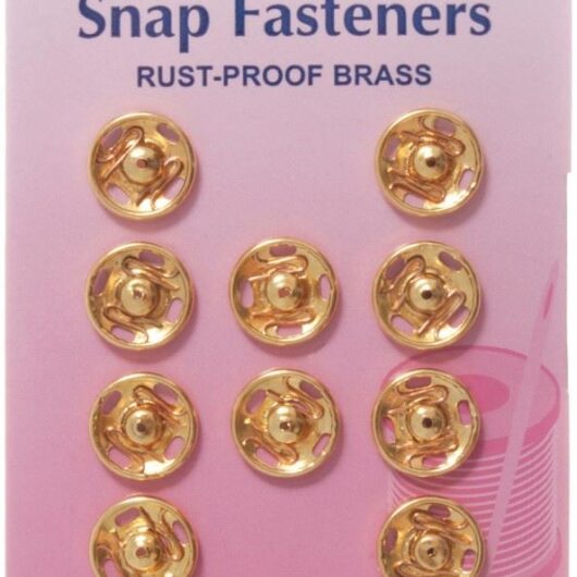 Hemline Sew On Metal Snap Fasteners Gold