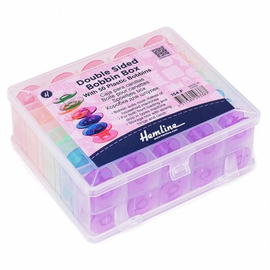 Hemline Sewing Bobbin Box With 50 Plastic Spools