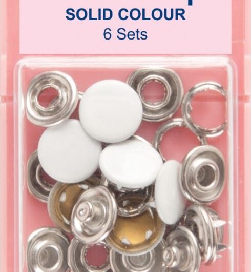 Hemline Snaps Press Fasteners Refill White